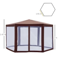Outsunny paviljoen tuinpaviljoen met muskietennet 195 x 245 cm(m-3)