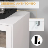 HOMCOM Aparador de Cozinha com 3 Portas de Vidro e Suporte em Forma de X para 4 Garrafas Móvel Buffet Auxiliar 90x37x75cm Branco(m-8)