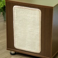 PawHut Mueble Arenero para Gatos Mesa Auxiliar con Cojín Poste Rascador Y Alfombra Lateral de Sisal 60x40x48 cm Nogal(m-7)