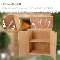 Outsunny Dulap Exterior Lemn 74×43×88 cm – 2 Rafturi pentru Scule Gradina(m-6)