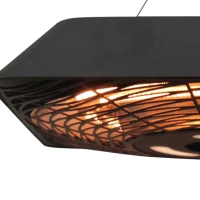 Outsunny Aquecedor Elétrico de Teto com 3 Faixas de Temperatura Luz LED Controle Remoto e Interruptor Tátil Ip45 45x45x10 cm Preto(m-7)