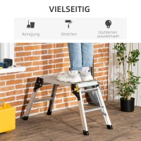 DURHAND Arbeitsplattform Arbeitsbühne, klappbar, rutschfest, mit Sicherheitsriegel, Aluminium+Stahl, 94 x 38,5 x 48cm(m-6)