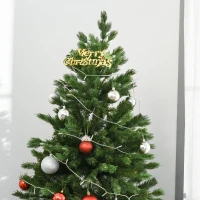 HOMCOM 7ft Unlit Artificial 2.1m Xmas Christmas Tree Easy Assembly with Foldable Base Stand for Indoor Outdoor Holiday Decoration Green(m-10)