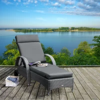 Outsunny Lounge-kussen donkergrijs 196 x 55 x 8 cm(m-9)