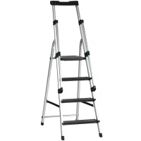 DURHAND Aluminiumleiter Arbeitsleiter klappbar rutschfest rostfrei mit Werkzeugablage Aluminium 45,5 x 82 x 145cm(m-1)