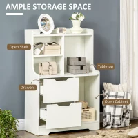 HOMCOM Mobile Dispensa in MDF con 2 Cassetti e Ripiani Aperti per Soggiorno, Ingresso e Cucina, 73x35x110 cm, Bianco(m-4)