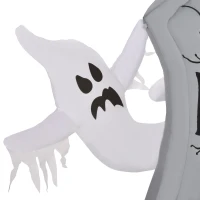 HOMCOM Fantasmas Infláveis de Halloween com Luzes LED Decoração Inflável de Halloween para Interiores Exteriores Festas 110x38x154cm Branco e Cinza(m-8)