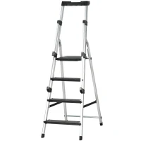 DURHAND Aluminiumleiter Arbeitsleiter klappbar rutschfest rostfrei mit Werkzeugablage Aluminium 45,5 x 82 x 145cm(m-11)