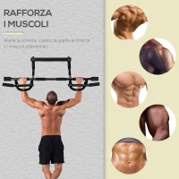 HOMCOM Barra per Trazioni da Porta con Impugnature Imbottite e Installazione Facile Senza Viti, Max 100kg(m-4)