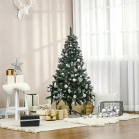 HOMCOM 5FT Artificial Christmas Tree with Pine Cones, Holiday Home Xmas Decoration Automatic Open, Green(m-2)