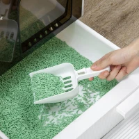 PawHut Caixa de Areia para Gatos com Porta Dianteira Bandeja Removível Pá Tapete e Filtro 43x44x47cm Branco(m-7)