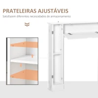 HOMCOM Estrutura para Lareira Decorativa com 3 Portas e Prateleiras Interiores Ajustáveis Estrutura de Lareira Moderna para Sala de Estar 107x18x100cm Branco(m-6)