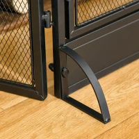 HOMCOM Frente de Lareira Dobrável Frente para  Lareira com 3 Painéis com Porta Dupla e Pés Adicionais Estrutura de Metal 120x11,5x79cm Preto(m-8)
