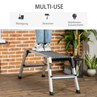 DURHAND Arbeitsplattform Arbeitsbühne, klappbar, rutschfest, mit Sicherheitsriegel, Aluminium, 127,5 x 45 x 49cm(m-6)