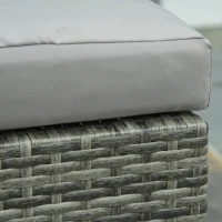 Outsunny 3-in-1 Rattan Lounge Set Doppelsofa Gartentisch mit 2 Hocker Liegesessel Loungegruppe multifunktion kombinierbar Stahl Grau(m-9)