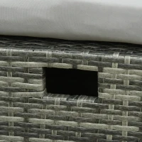 Outsunny 3-in-1 Rattan Lounge Set Doppelsofa Gartentisch mit 2 Hocker Liegesessel Loungegruppe multifunktion kombinierbar Stahl Grau(m-7)