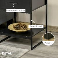 Noptiera moderna HOMCOM, dulap de noptiera cu raft cu sertar, dulap de depozitare pentru dormitor, sufragerie, negru(m-6)