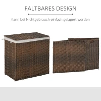 Outsunny Polyrattan Wäschekorb Wäschebox Wäschesammler mit Deckel Wäschesack Griffe faltbar Braun 57 x 34 x 60 cm(m-4)