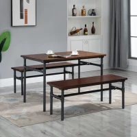 Eetgroep met 2 banken eetkamerset zitgroep tafelgroep naturel + zwart(m-2)