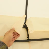 Outsunny Gartenpavillon Pavillon Festzelt Partyzelt Zelt wetterfest mit Moskitonetz Laternhacken Stahl + Polyester Cremeweiß+Schwarz 3x3,65x2,82 m(m-9)