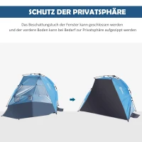 Outsunny Pop up Zelt für 1-2 Personen Campingzelt mit Fenster Polyester Glasfaser Himmelblau 220 x 125 x 130 cm(m-4)