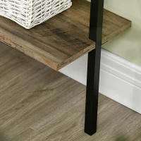 HOMCOM Leiterregal im Industrie-Design 5 Regale 60 cm x 30 cm x 184,5 cm Metall Holzwerkstoff Braun+ Schwarz(m-8)