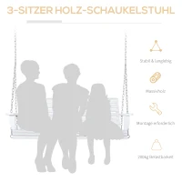 Outsunny Hängebank mit Klapptisch und Becherhaltern Naturholz 150 x 75 x 53cm(m-4)