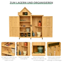 Outsunny Gartenschrank Holz Gartenhaus Gerätehaus Gartenschuppen Doppeltür-Design für den Außenbereich wetterfest 138 x 54,5 x 175 cm Gelb(m-4)