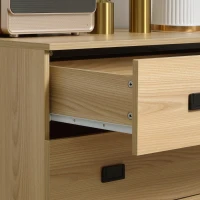 HOMCOM Commode 4 tiroirs meuble de rangement design industriel piètement métal noir 80 x 39 x 95 cm naturel(m-8)