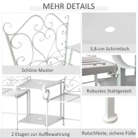 Outsunny Gartenstühle mit Teetisch Balkonstuhl Sitzgruppe 2 Stühle Set Klappbar Metallrahmen 160 x 61 x 96 cm Weiß(m-5)