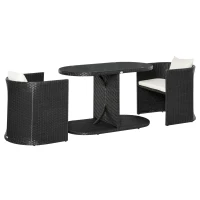 Outsunny Exklusives 7 tlg. Poly Rattan Bistro Set Balkonset Balkonmöbel Set Garnitur (Modell 2: 7 tlg./zusammenstellbar)(m-1)