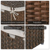 Outsunny Polyrattan Wäschekorb Wäschebox Wäschesammler mit Deckel Wäschesack Griffe faltbar Braun 57 x 34 x 60 cm(m-5)