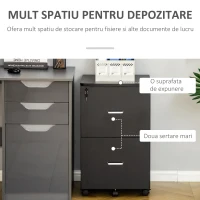 Vinsetto Dulap mobil arhiva cu 2 sertare, cu blocare, dulap de birou din lemn cu roti de blocare pentru A4, Letter, negru(m-6)
