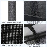 HOMCOM Trampolin für Kinder Gartentrampolin mit Sicherheitsnetz Randabdeckung Gummiseil gepolstert Stahl Schwarz Ø163 cm bis 45 kg(m-6)