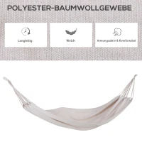 Outsunny Hängematte Outdoor Baumwolle mit Tragetasche Belastbarkeit bis 150 kg modern 290 x 100 cm Cremeweiß(m-4)