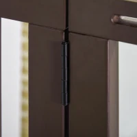 PawHut Absperrgitter Hunde Türschutzgitter Schutzgitter aus Holz Freistehendes Hundegitter mit Tür Hundeabsperrgitter Konfigurationsgitter für Kamin & Ofen Braun 113-166 x 36 x 71 cm(m-8)