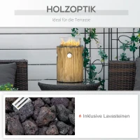 Outsunny gashaard, tafelvuurschaal van 10.000 BTU, draagbare open haard, straalkachel in houtlook met ronde gashaard, lavastenen voor buiten Ø 21,5 x 34,5 cm(m-4)