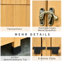 Outsunny Gartenschrank Holz Gartenhaus Gerätehaus Gartenschuppen Doppeltür-Design für den Außenbereich wetterfest 138 x 54,5 x 175 cm Gelb(m-6)