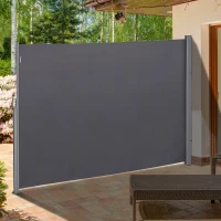 Outsunny Seitenmarkise, Sicht- und Sonnenschutz, Seitenrollo, Polyester, Grau, 3 x 2 m(m-10)