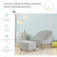 HOMCOM Toddler Chair, 2pcs Kids Sofa Set, Sofa & Ottoman for Bedroom, 3-5 years old, Grey(m-6)
