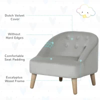 HOMCOM Toddler Chair, 2pcs Kids Sofa Set, Sofa & Ottoman for Bedroom, 3-5 years old, Grey(m-7)