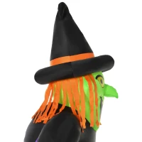 HOMCOM Aufblasbare Hexen Hexenkessel Figur Luftfigur Halloween Deko mit LED Beleuchtung Polyester Schwarz 100 x 100x 252 cm(m-9)