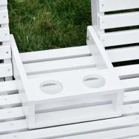 Outsunny Hängebank mit Klapptisch und Becherhaltern Naturholz 150 x 75 x 53cm(m-9)