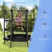 HOMCOM Trampolin für Kinder Gartentrampolin mit Sicherheitsnetz Randabdeckung Gummiseil gepolstert Stahl Schwarz Ø163 cm bis 45 kg(m-7)