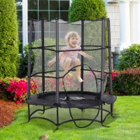 HOMCOM Trampolin für Kinder Gartentrampolin mit Sicherheitsnetz Randabdeckung Gummiseil gepolstert Stahl Schwarz Ø163 cm bis 45 kg(m-9)