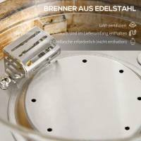 Outsunny gashaard, tafelvuurschaal van 10.000 BTU, draagbare open haard, straalkachel in houtlook met ronde gashaard, lavastenen voor buiten Ø 21,5 x 34,5 cm(m-6)