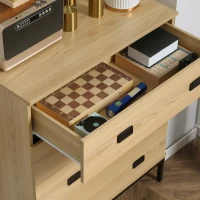 HOMCOM Commode 4 tiroirs meuble de rangement design industriel piètement métal noir 80 x 39 x 95 cm naturel(m-9)