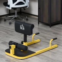 HOMCOM Squat Machine with Push Up Stand, Padded Hip Thrust Bench with Adjustable Cushion for Home Gym Work Out, Yellow(m-13)