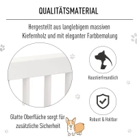 PawHut Türschutzgitter Hunde Absperrgitter Schutzgitter Hundegitter Hunde Barrieren Treppengitter Konfigurationsgitter Verstellbare Breite mit Tür Kiefernholz Weiß 71 x 113-166 cm(m-7)