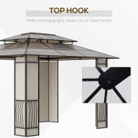 Outsunny Pavilion Pergola 3,7×3 m – Acoperis Rigid & Cadru Metalic(m-7)